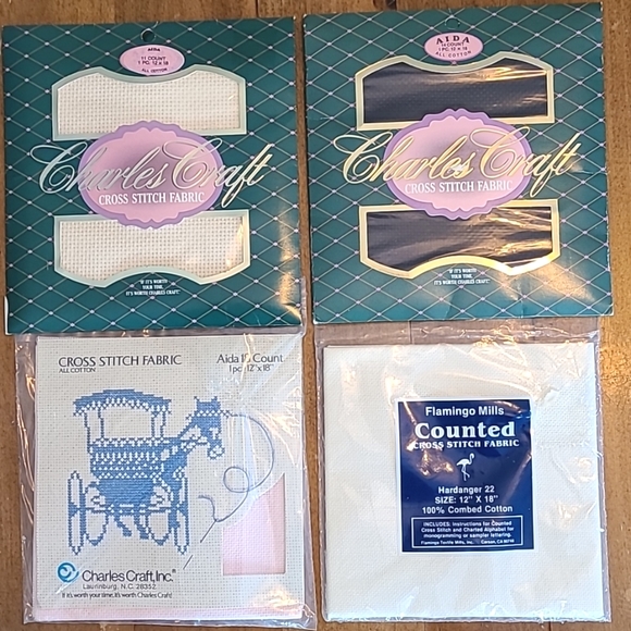 Bundle of cross stitch fabrics, 4 count, 12 x 18" - Picture 1 of 11